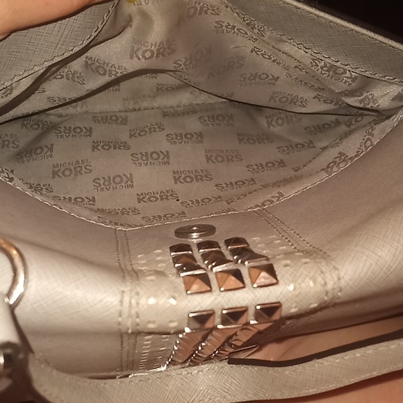 MICHAEL Kors Tina Studded Satchel gray 2 styles Handbag or Shoulder Bag - Picture 14 of 16